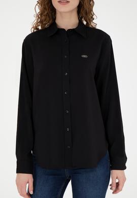 Kadın Siyah Uzun Kollu Gömlek - 50271862042