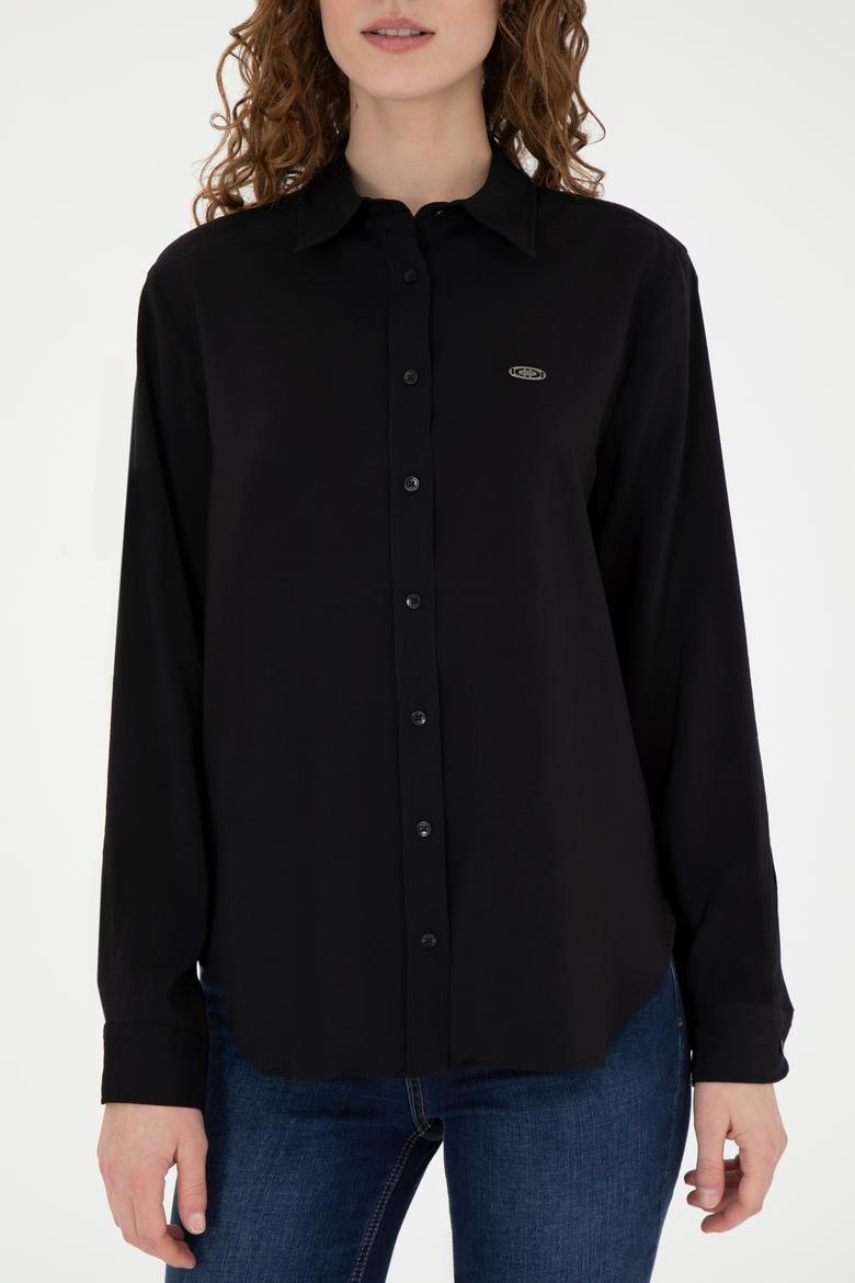 Kadın Siyah Uzun Kollu Gömlek - 50271862042