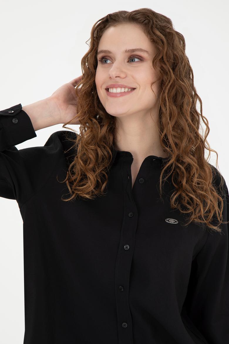 Kadın Siyah Uzun Kollu Gömlek - 50271862042