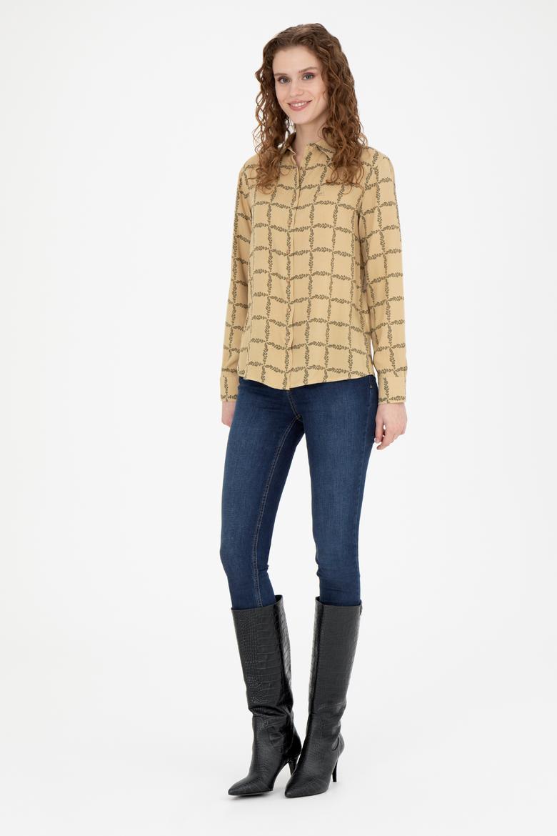 Kadın Kum Uzun Kollu Gömlek - 50272138012