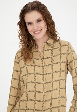 Kadın Kum Uzun Kollu Gömlek - 50272138012