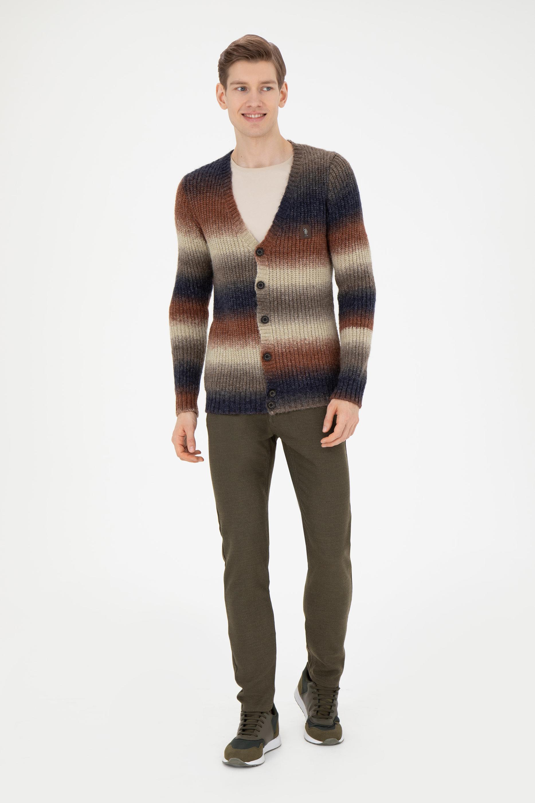 Erkek Haki Triko Hırka