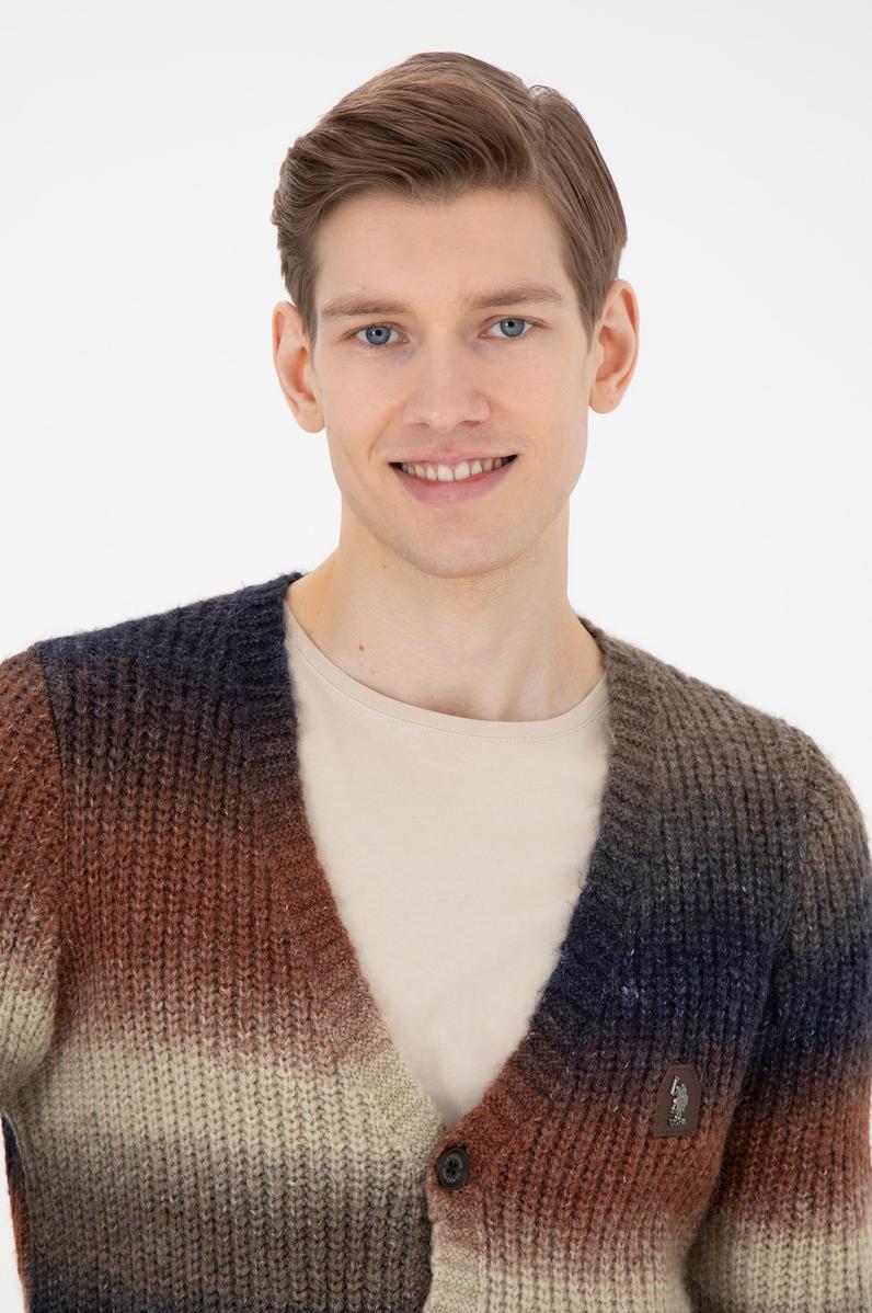 Erkek Haki Triko Hırka