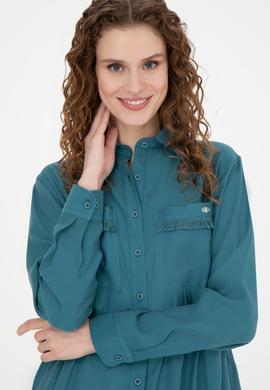 Kadın Petrol Uzun Kollu Gömlek - 50271830027
