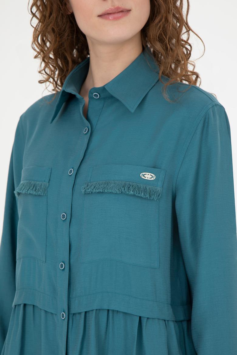 Kadın Petrol Uzun Kollu Gömlek - 50271830027