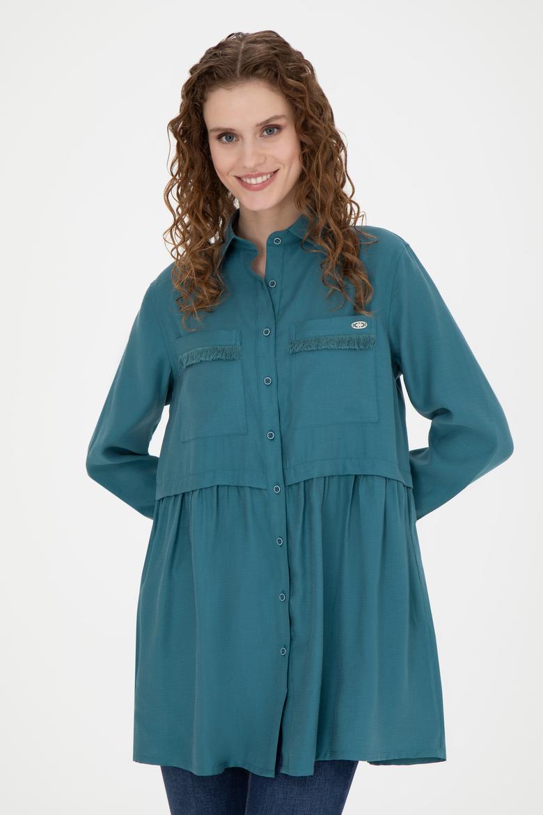 Kadın Petrol Uzun Kollu Gömlek - 50271830027