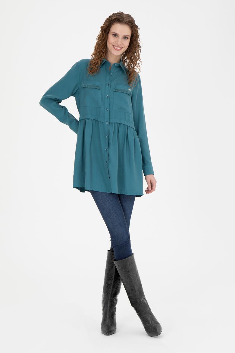 Kadın Petrol Uzun Kollu Gömlek - 50271830027