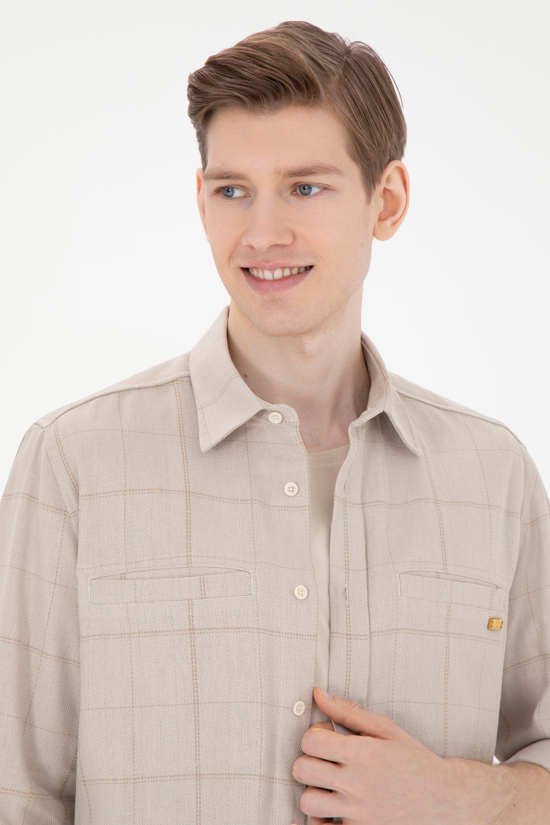 Erkek Taş Uzun Kollu Gömlek