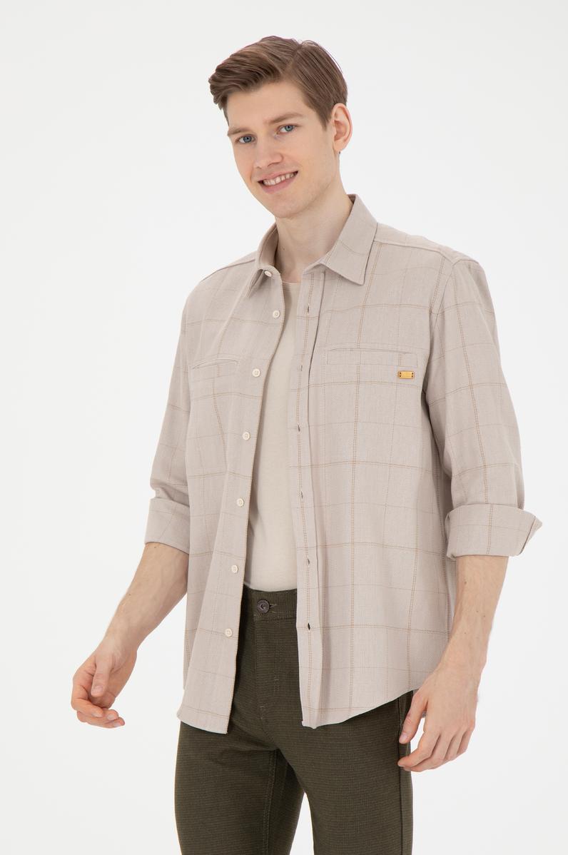 Erkek Taş Uzun Kollu Gömlek