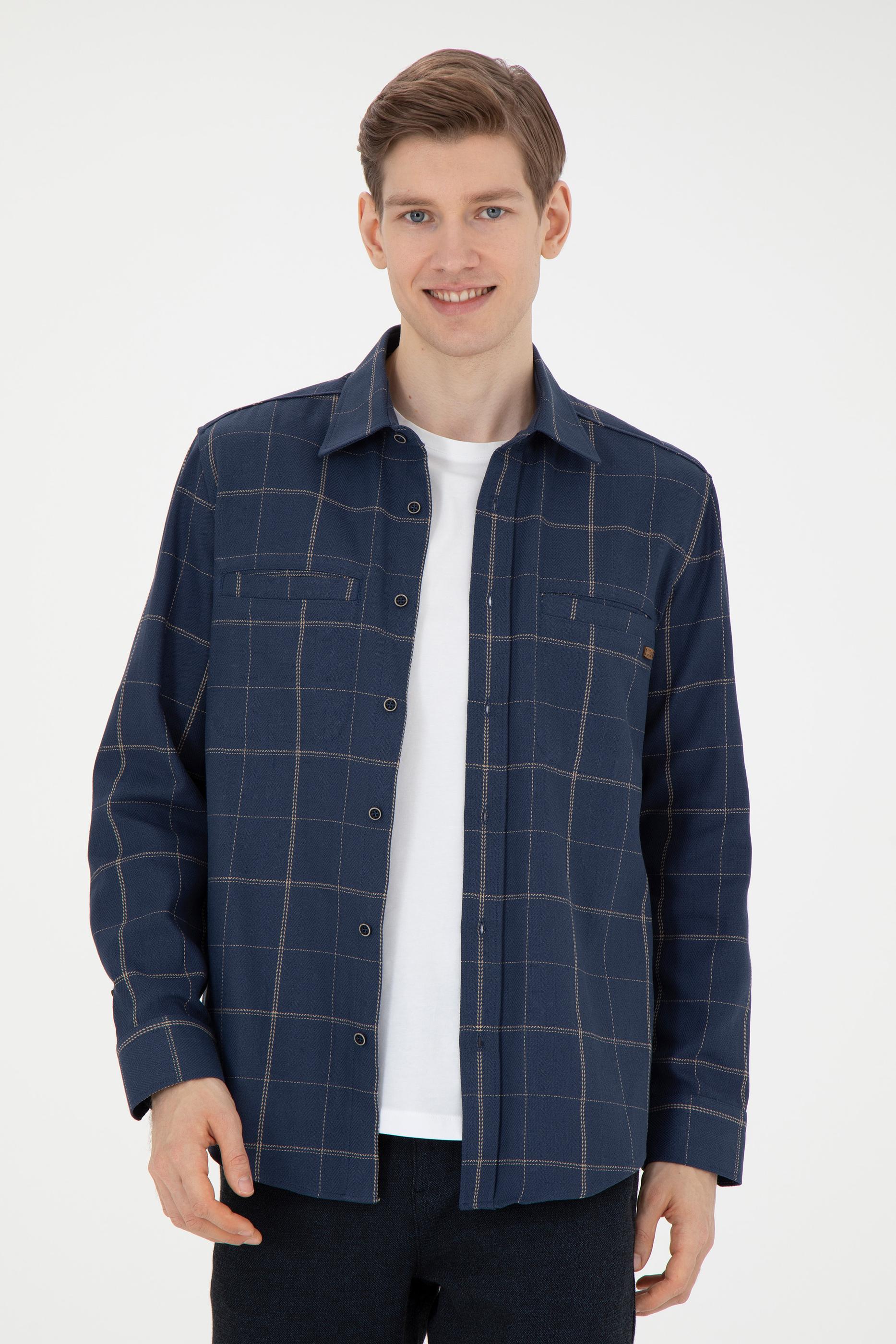 Erkek Lacivert Uzun Kollu Gömlek