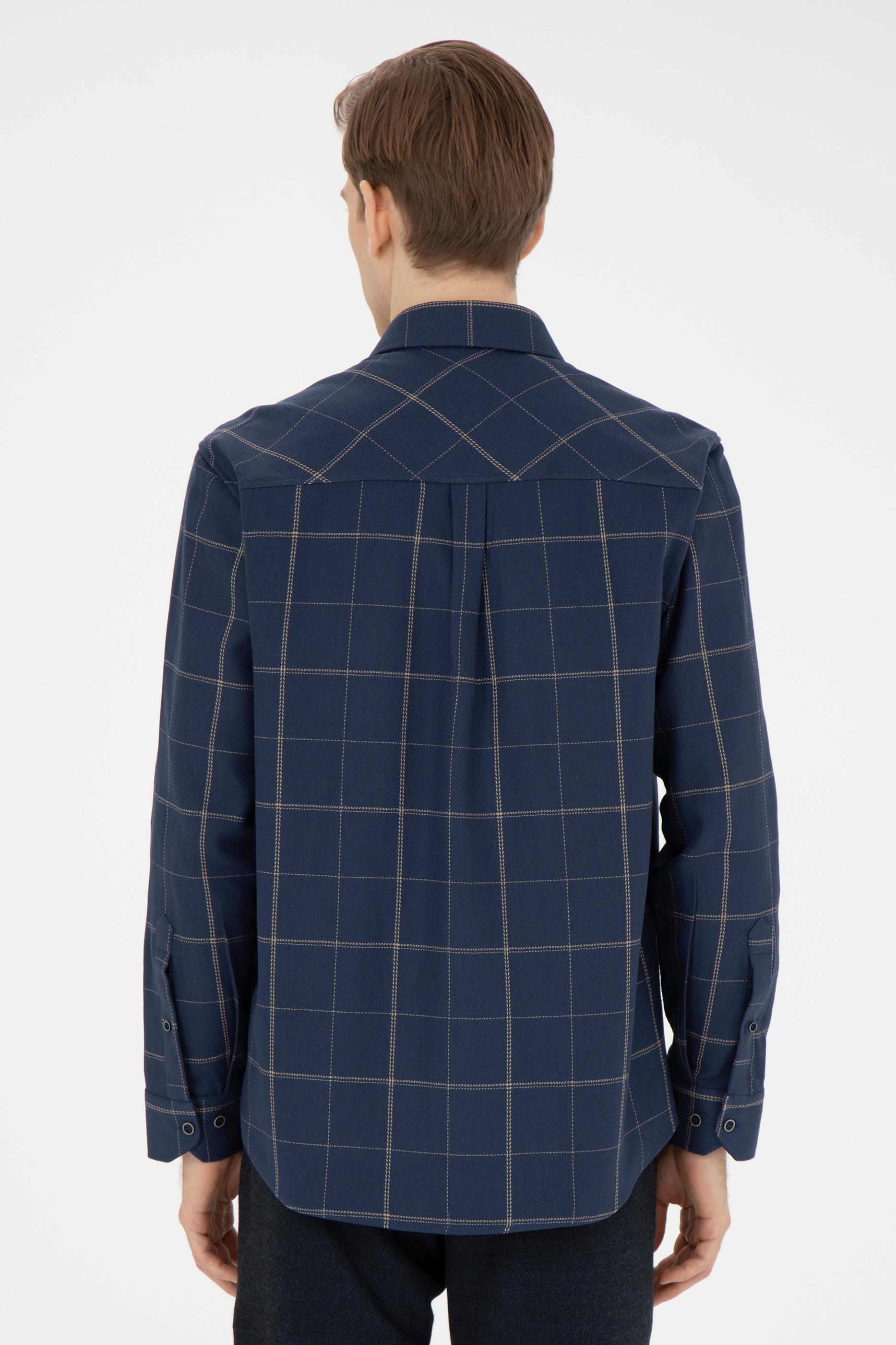 Erkek Lacivert Uzun Kollu Gömlek