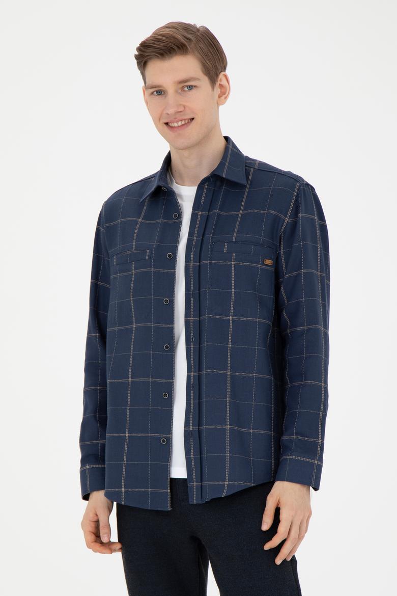 Erkek Lacivert Uzun Kollu Gömlek