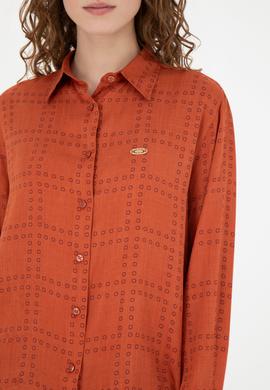 Kadın Kiremit Uzun Kollu Gömlek - 50272837031