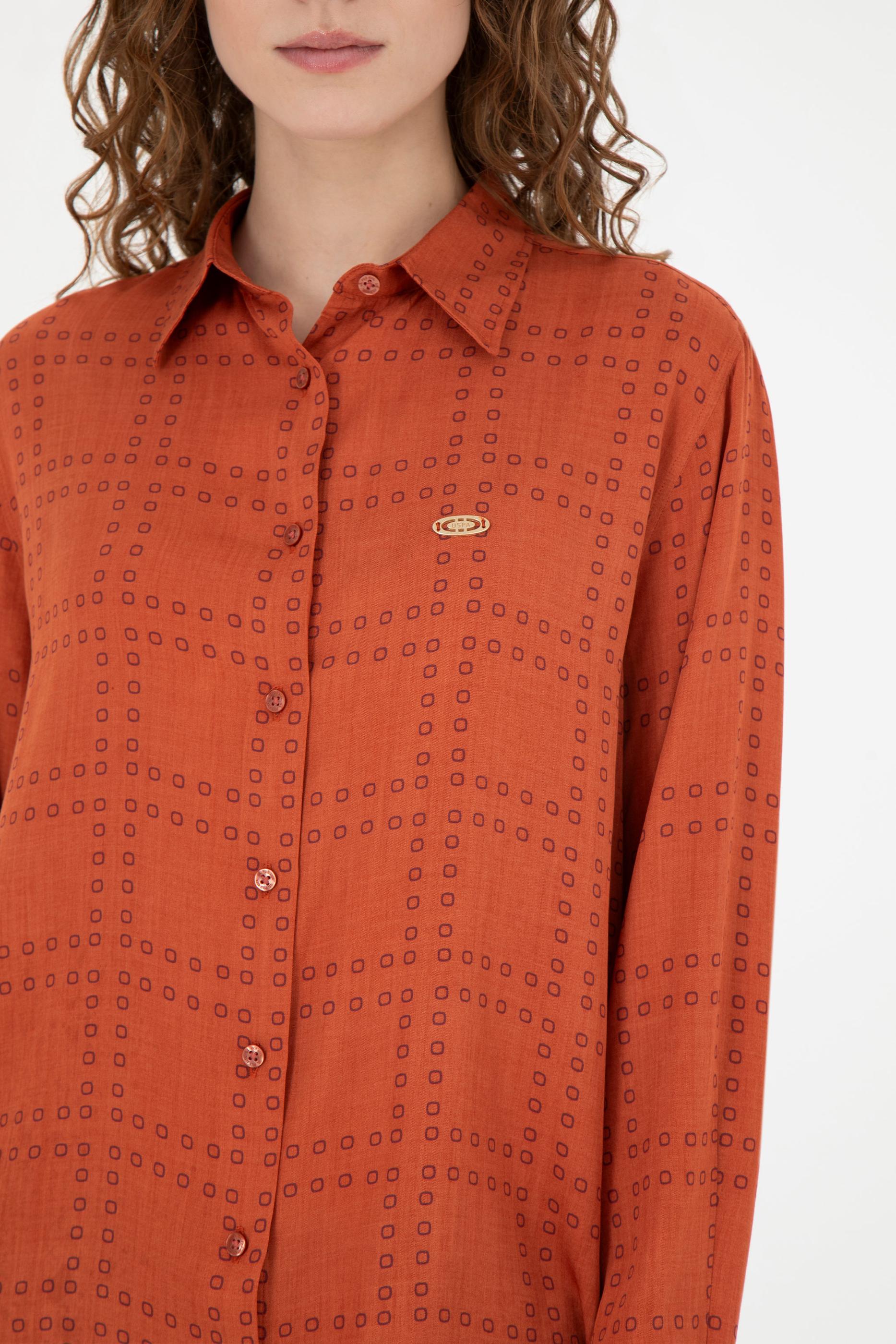 Kadın Kiremit Uzun Kollu Gömlek