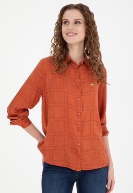 Kadın Kiremit Uzun Kollu Gömlek - 50272837031