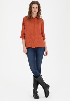Kadın Kiremit Uzun Kollu Gömlek - 50272837031
