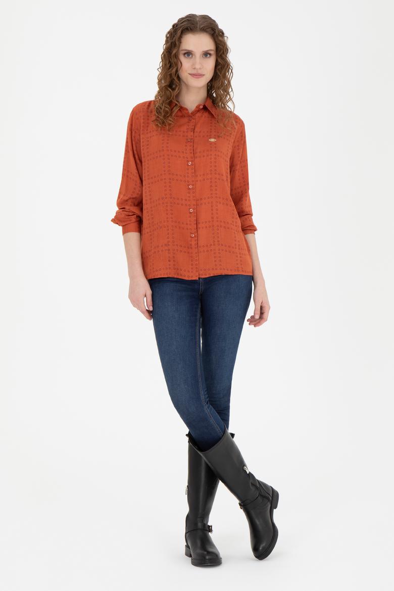 Kadın Kiremit Uzun Kollu Gömlek - 50272837031