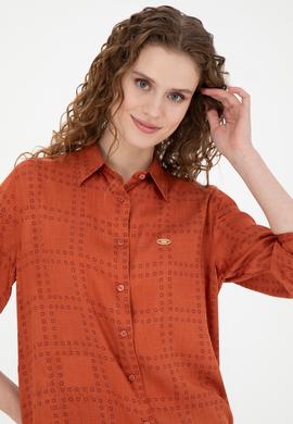 Kadın Kiremit Uzun Kollu Gömlek - 50272837031