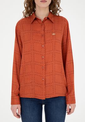 Kadın Kiremit Uzun Kollu Gömlek - 50272837031