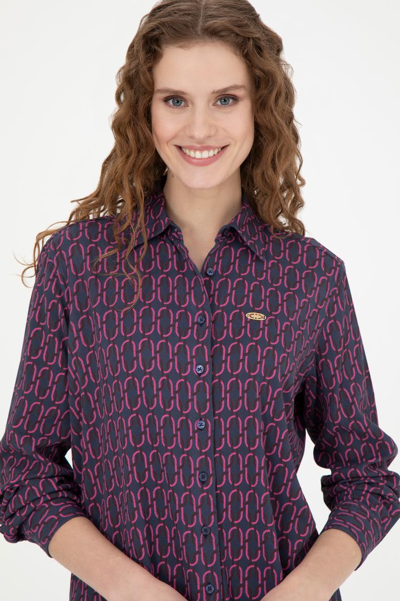 Kadın Lacivert Uzun Kollu Gömlek - 50271510007