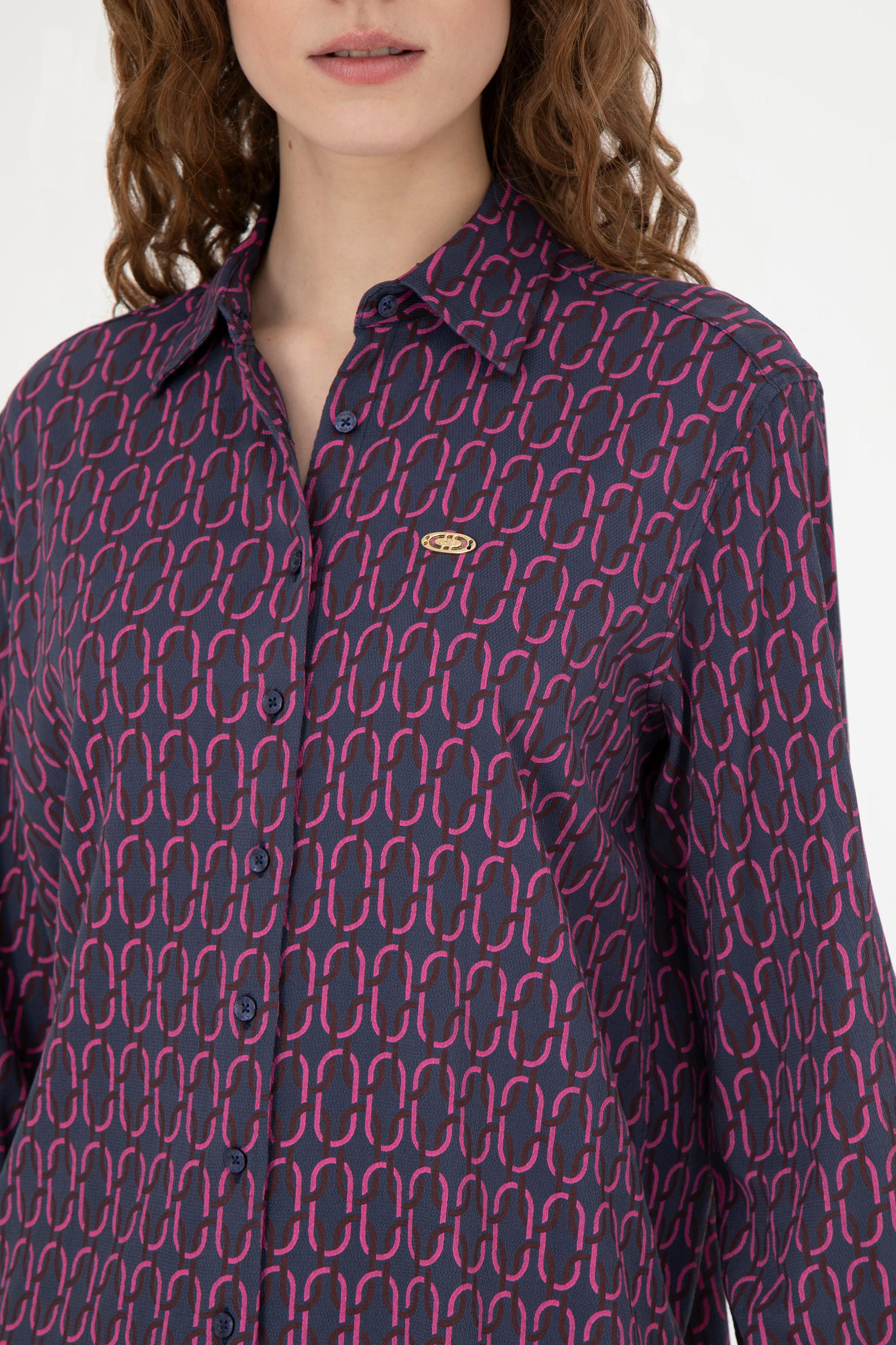 Kadın Lacivert Uzun Kollu Gömlek