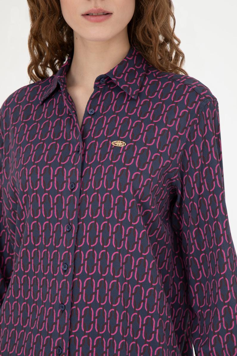 Kadın Lacivert Uzun Kollu Gömlek