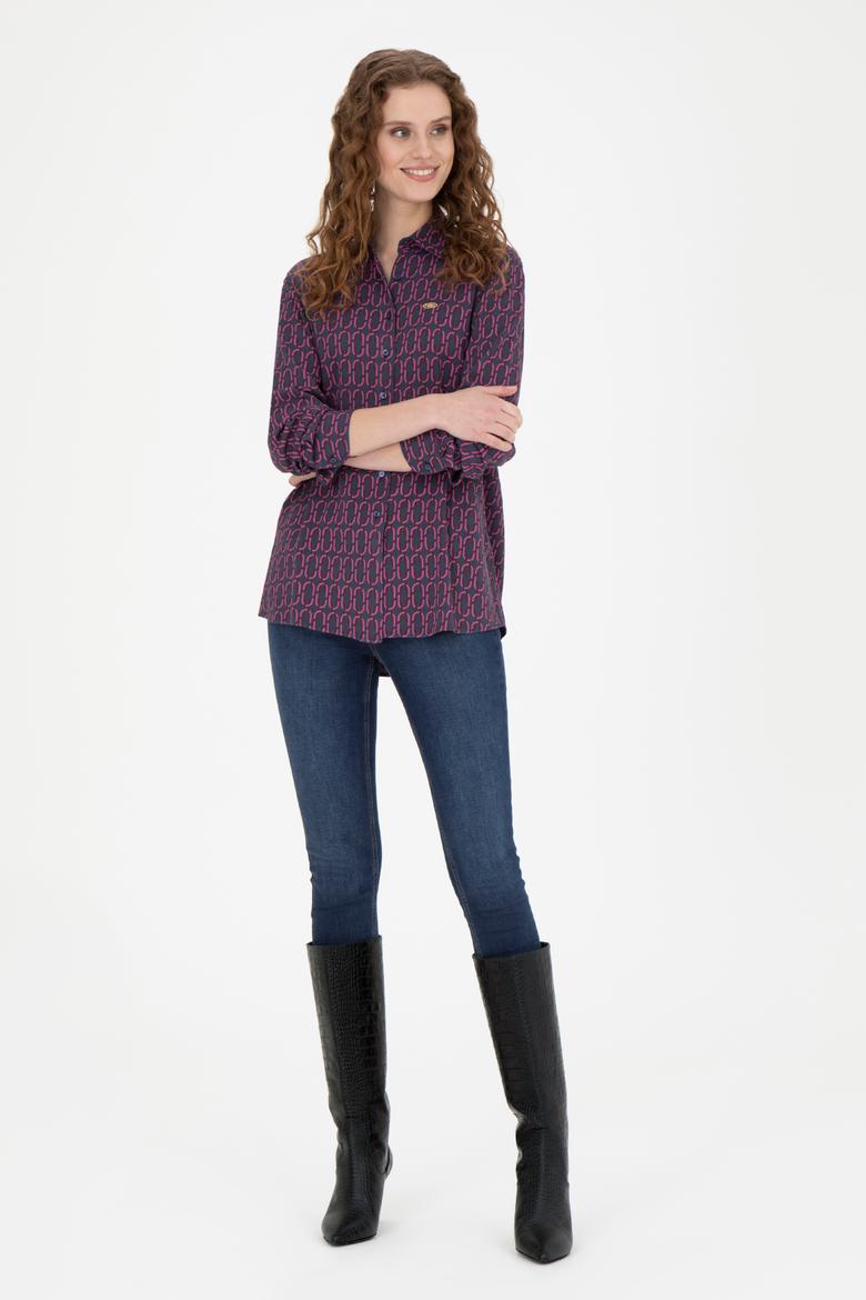 Kadın Lacivert Uzun Kollu Gömlek - 50271510007