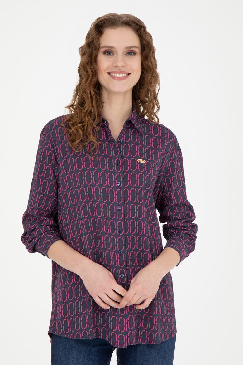 Kadın Lacivert Uzun Kollu Gömlek - 50271510007