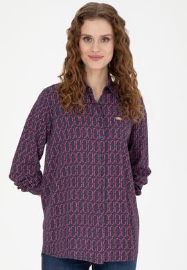 Kadın Lacivert Uzun Kollu Gömlek - 50271510007