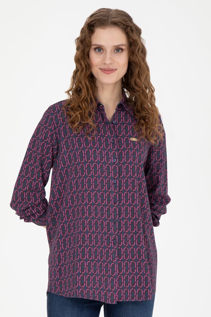 Kadın Lacivert Uzun Kollu Gömlek