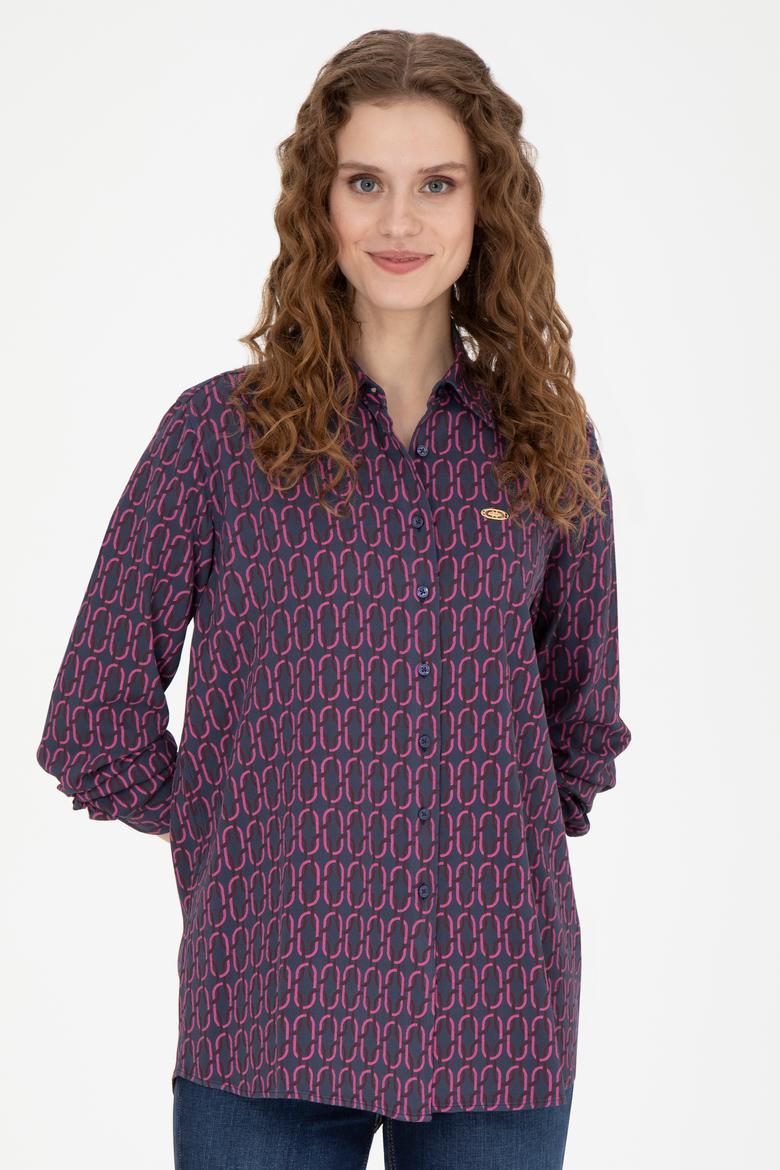 Kadın Lacivert Uzun Kollu Gömlek