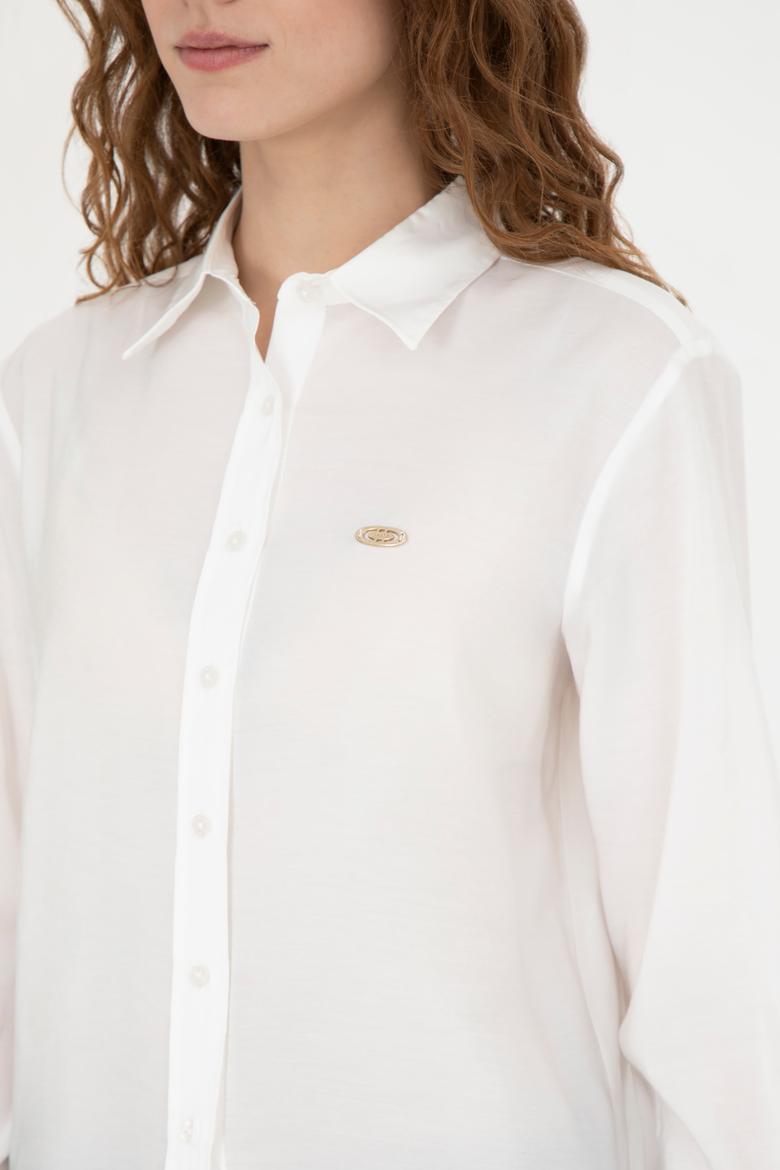 Kadın Beyaz Uzun Kollu Gömlek - 50271862023