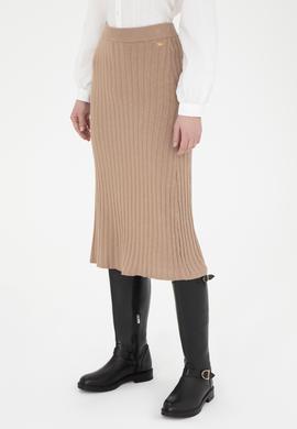 Kadın Kum Melanj Midi Boy Triko Etek - 50270462020