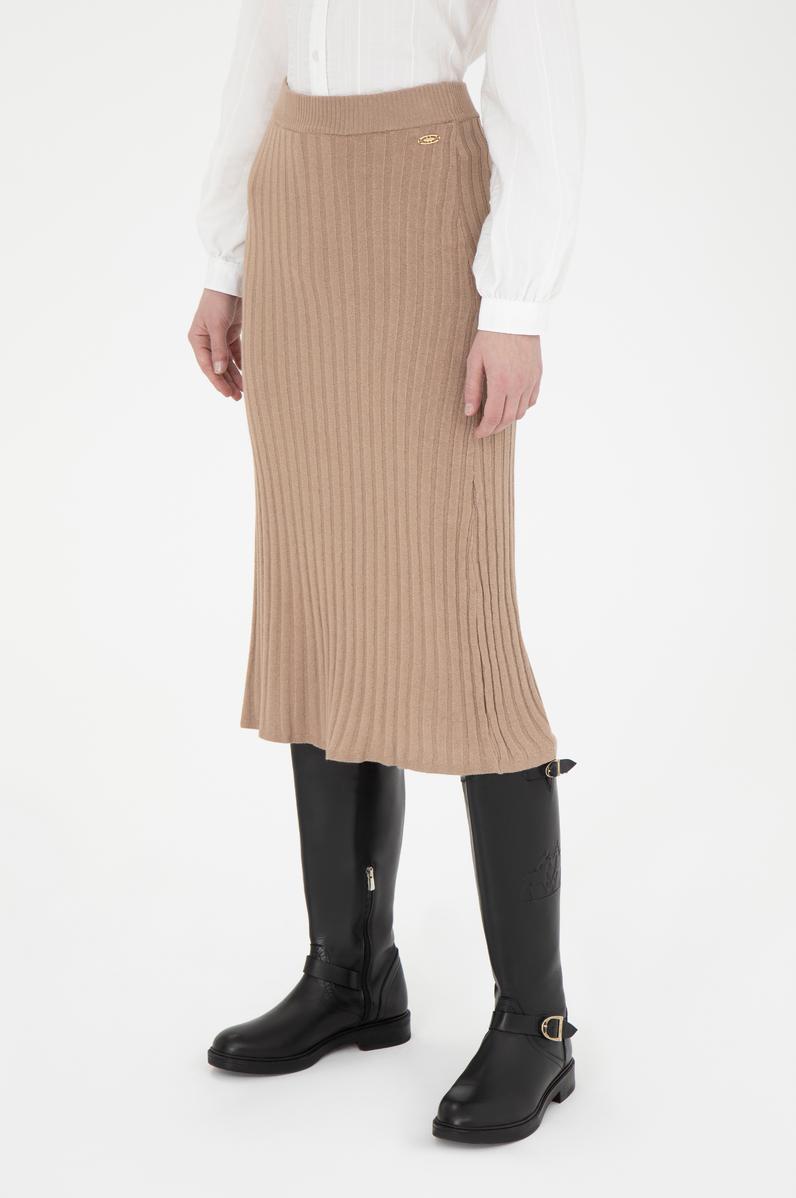 Kadın Kum Melanj Midi Boy Triko Etek