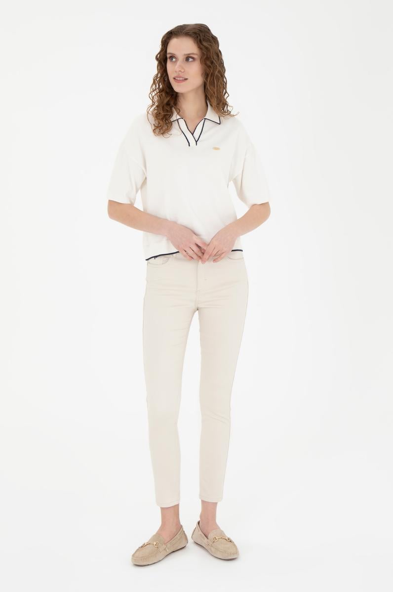 Kadın Bej Kanvas Pantolon
