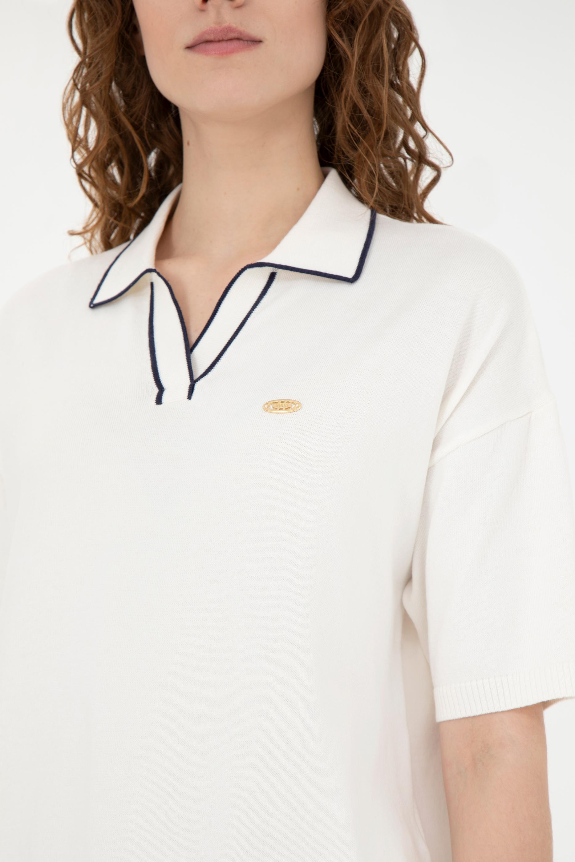 Kadın Krem V Yaka Kazak