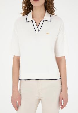 Kadın Krem V Yaka Kazak - 50289217011