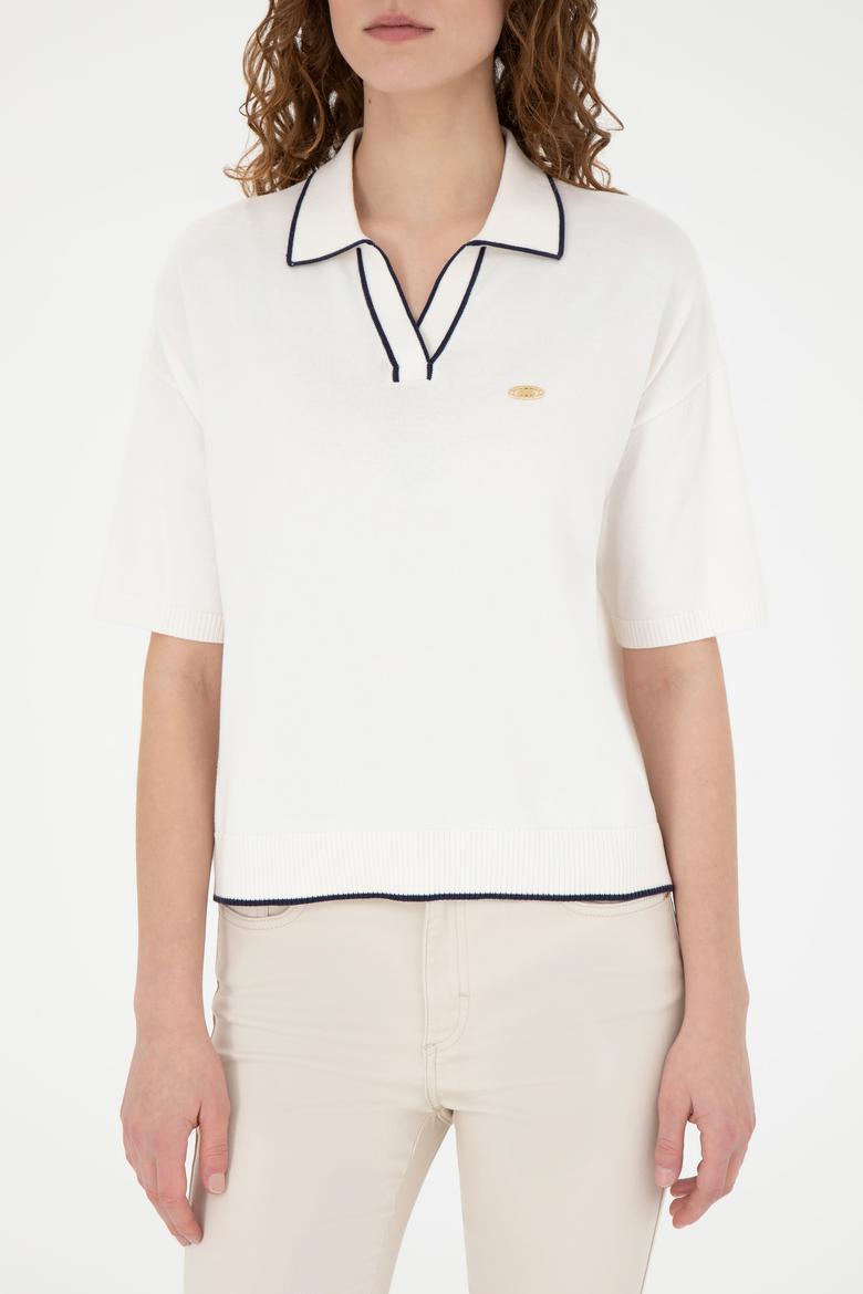 Kadın Krem V Yaka Kazak - 50289217011