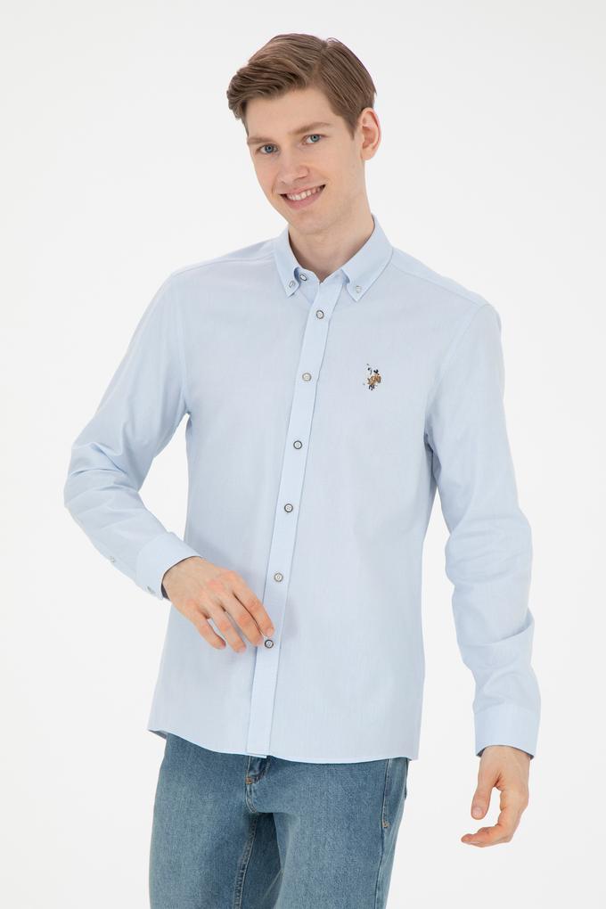 Erkek Açık Mavi Uzun Kollu Basic Gömlek