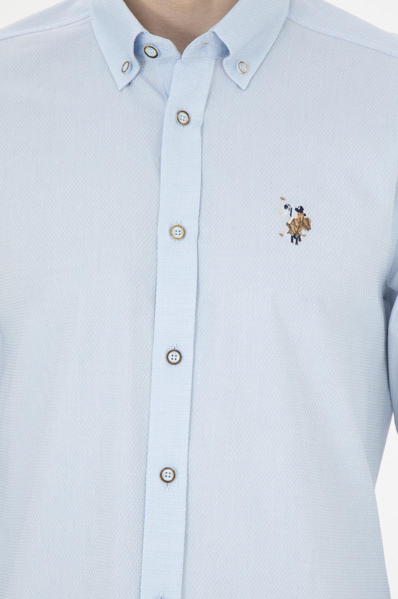 Erkek Açık Mavi Uzun Kollu Basic Gömlek