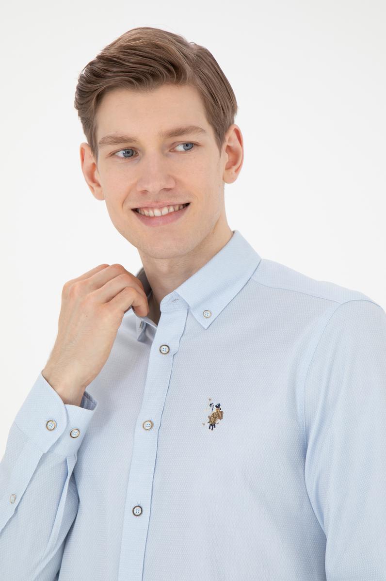 Erkek Açık Mavi Uzun Kollu Basic Gömlek