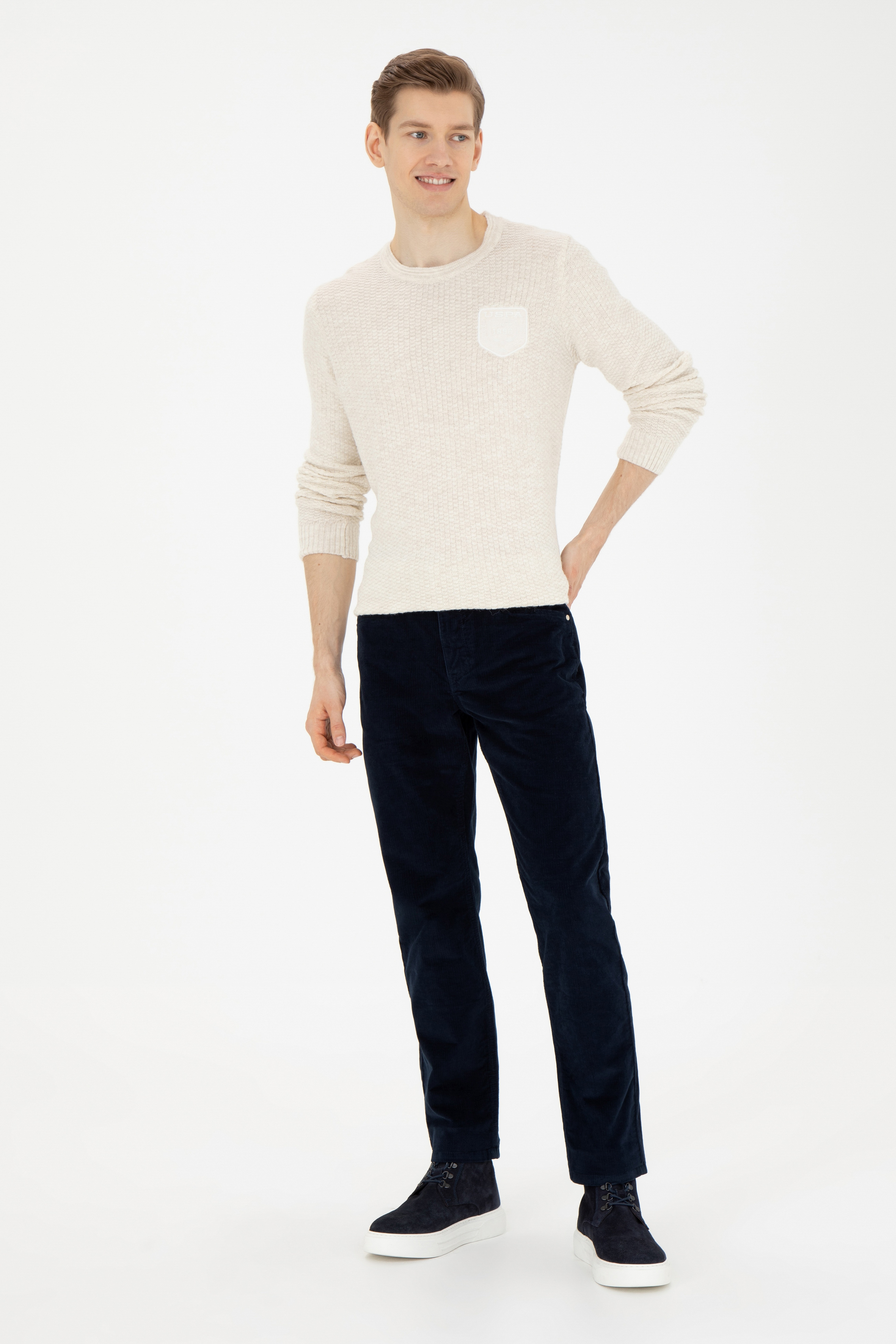 Erkek Regular Fit Lacivert Kanvas Pantolon - Image 3