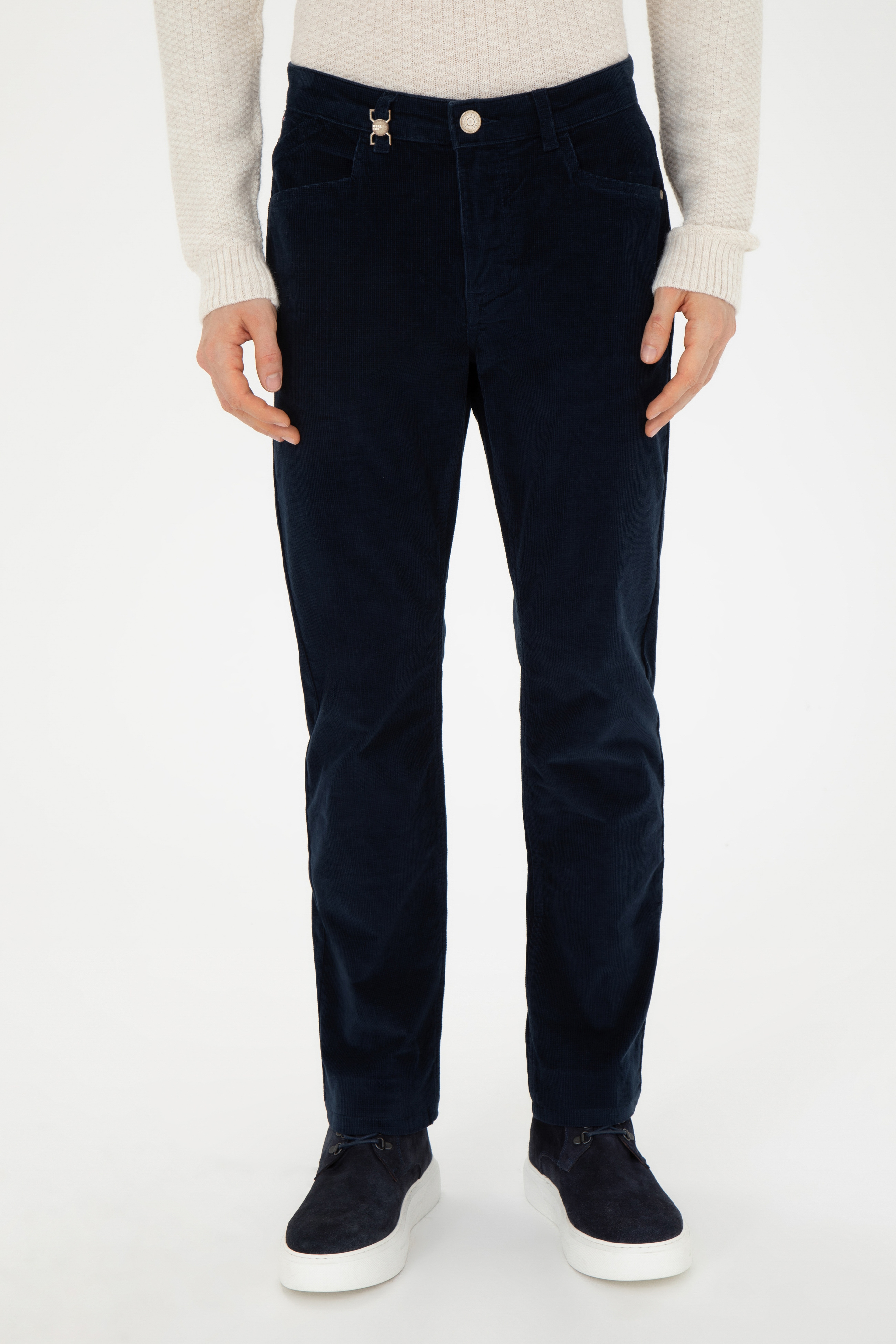 Erkek Regular Fit Lacivert Kanvas Pantolon