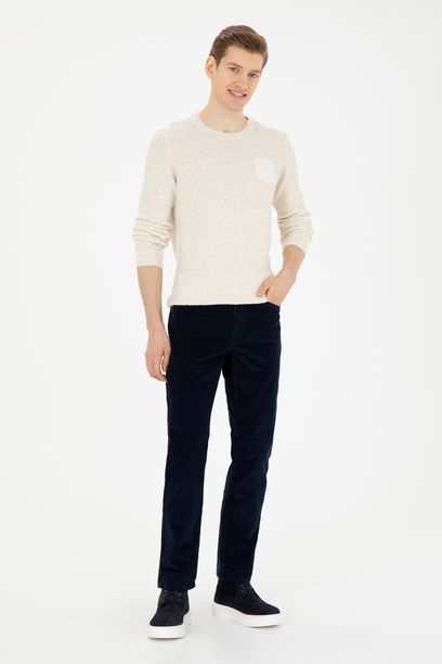 Erkek Regular Fit Lacivert Kanvas Pantolon