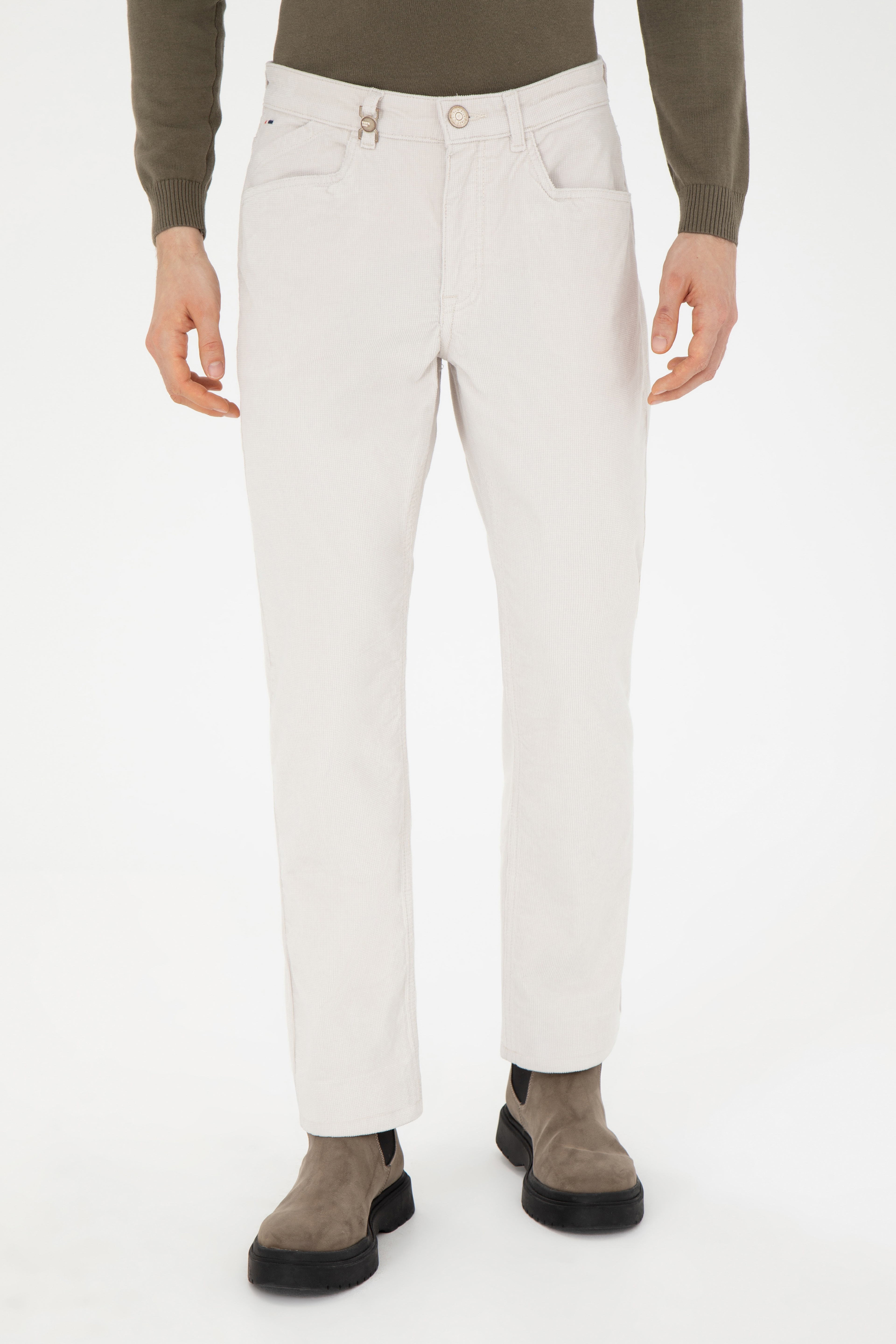 Erkek Regular Fit Taş Kanvas Pantolon