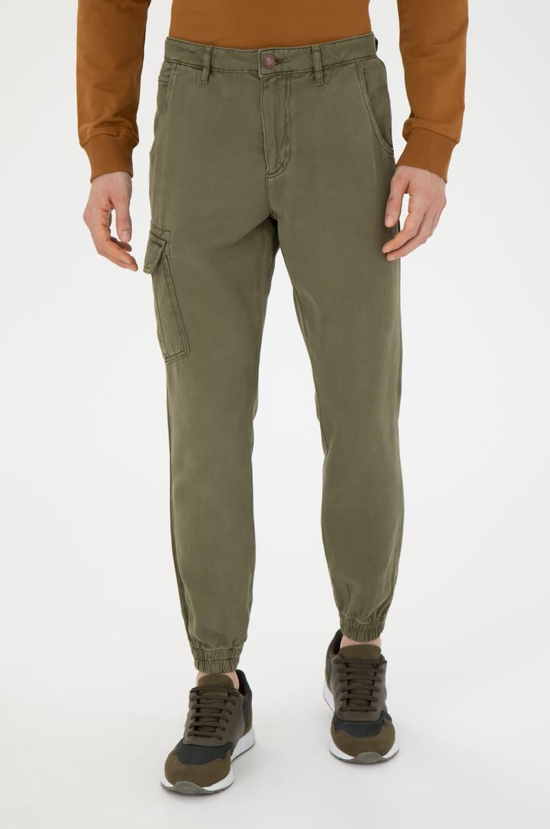 Erkek Jogger Fit Haki Kanvas Pantolon