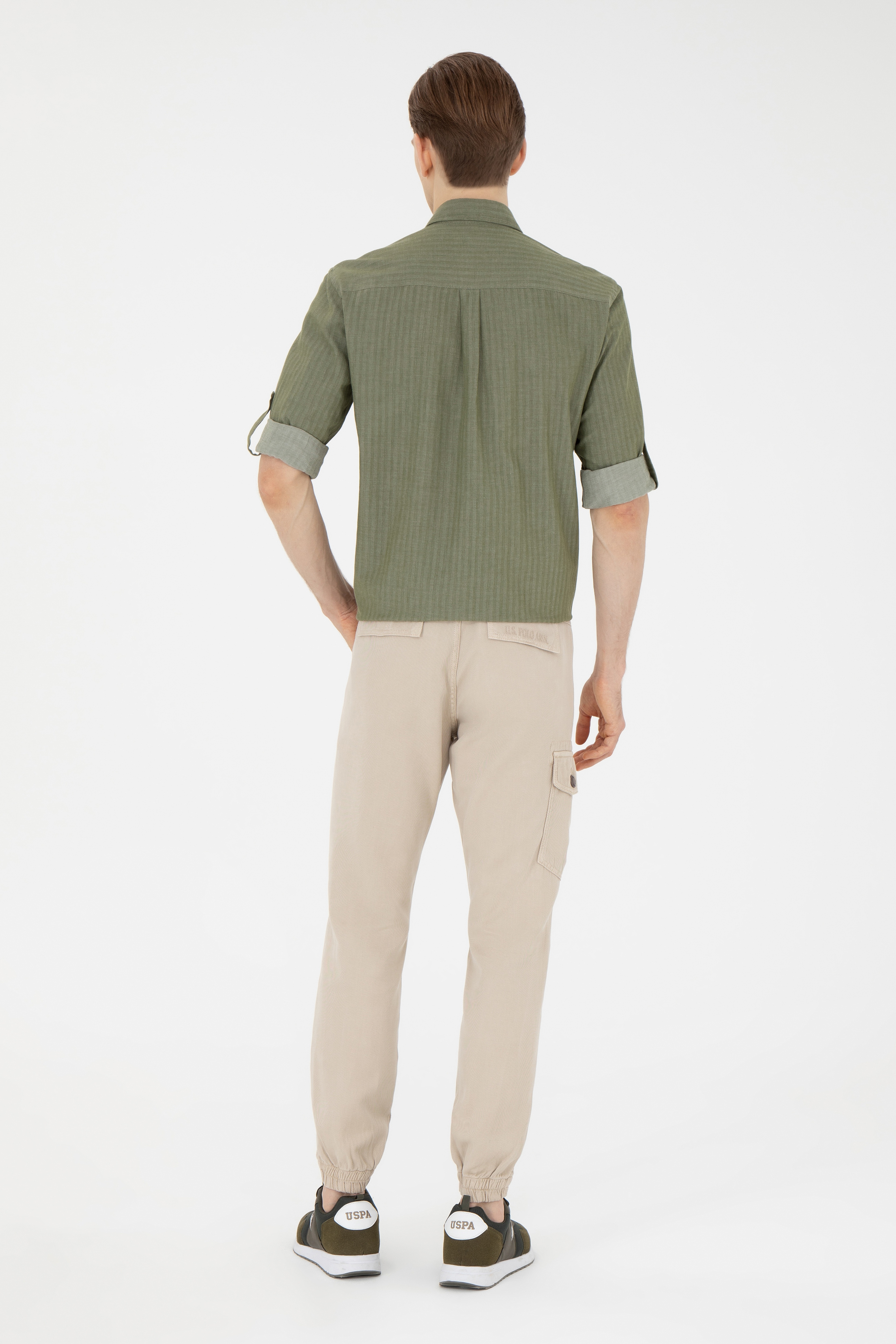 Erkek Jogger Fit Bej Kanvas Pantolon