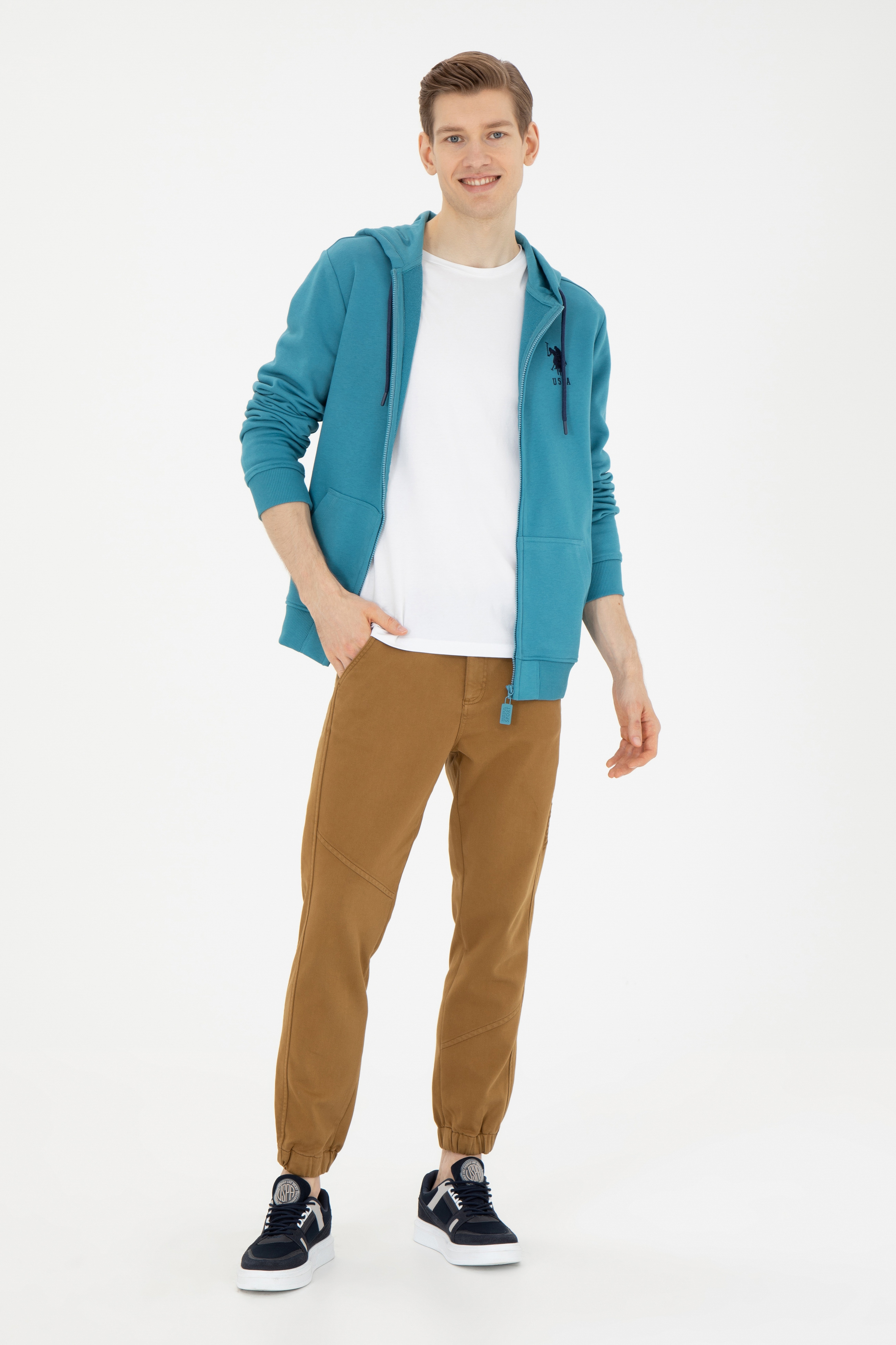 Erkek Jogger Fit Açık Haki Kanvas Pantolon - Image 1
