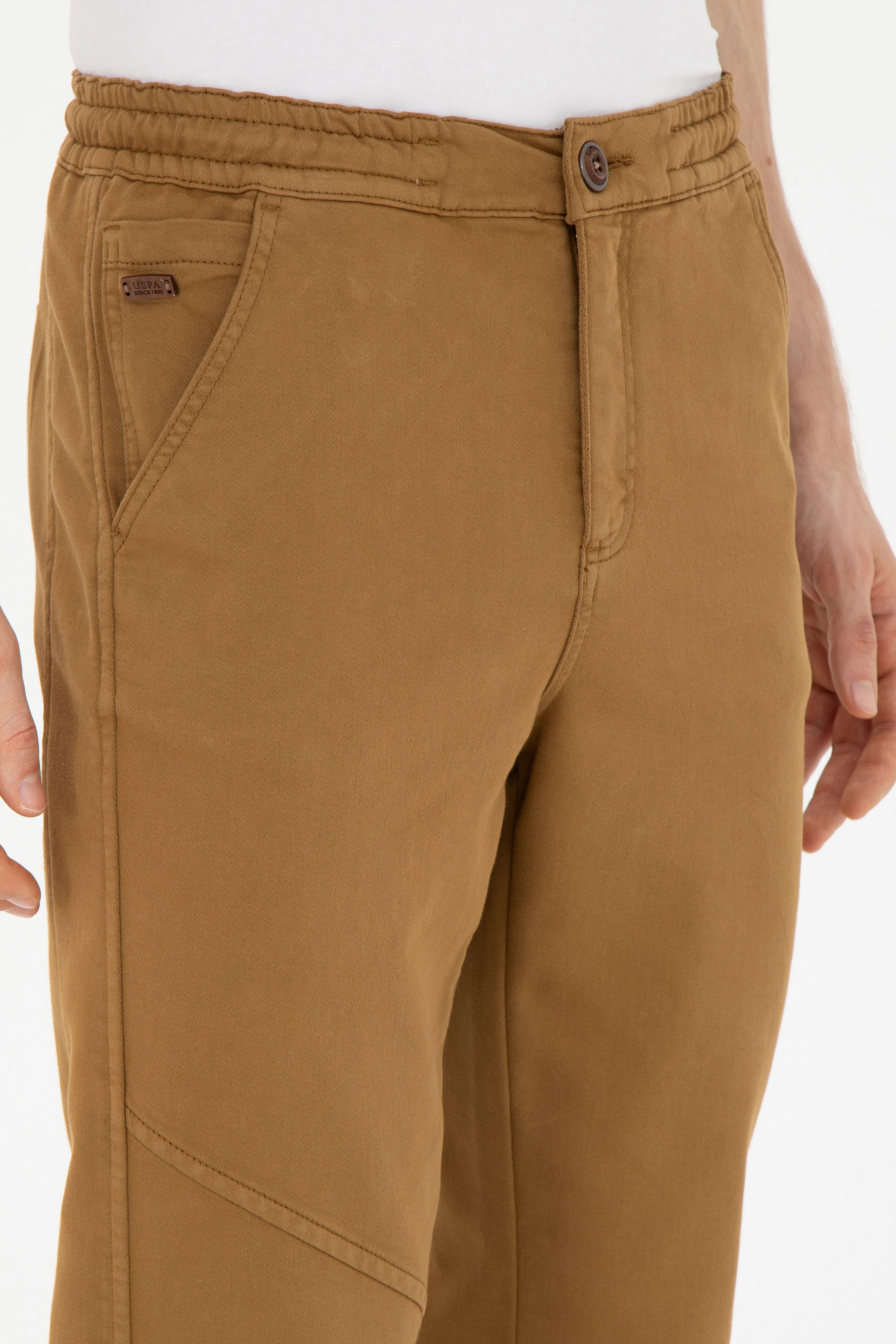 Erkek Jogger Fit Açık Haki Kanvas Pantolon - Image 5