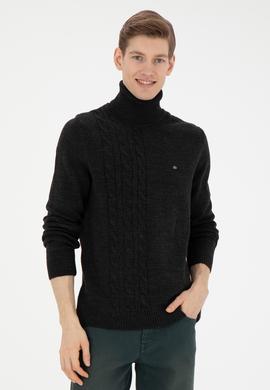 Erkek Antrasit Melanj Boğazlı Kazak - 50270982015